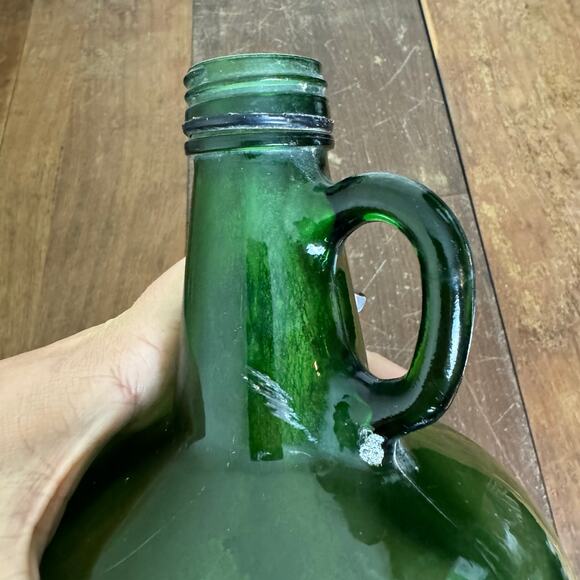 Vintage Green Glass Wine Demijohn Carboy Jug Jar Growler Large Decorative Accent - Picture 6 of 6
